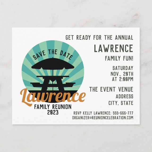 postal de diseño de la reunión familiar (Anverso)