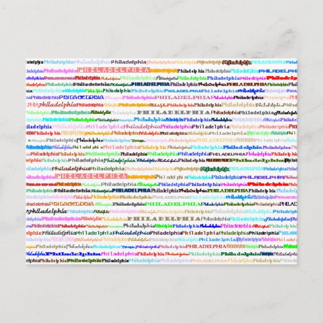 Postal de diseño de texto de Filadelfia II (Anverso)