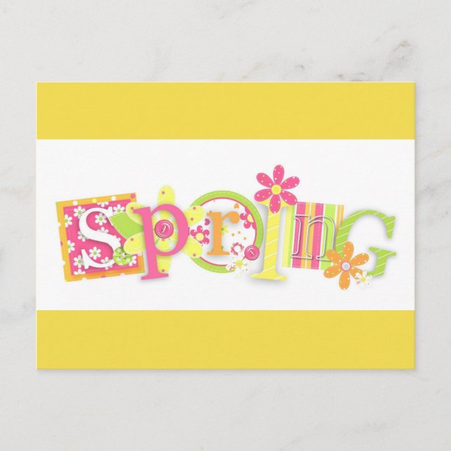 postal de diseño floral de la PRIMAVERA (Anverso)