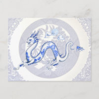 Postal de dragón azul