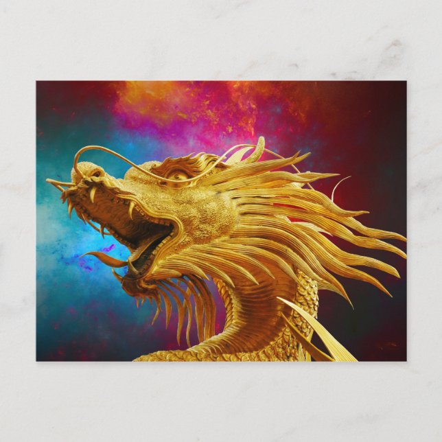 postal de dragón china de buena suerte (Anverso)