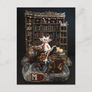 Postal de dragón de biblioteca