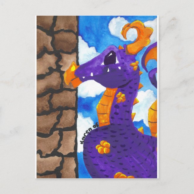 Postal de dragón morado (Anverso)