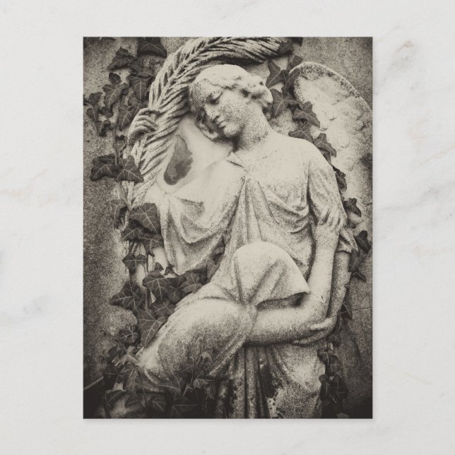 Postal De duelo con Ángel, Memorial, Funeral  (Anverso)