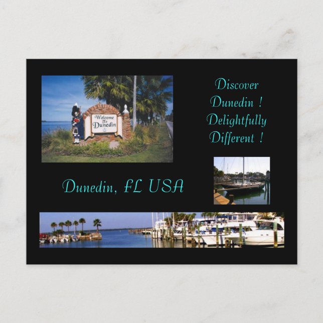 Postal de Dunedin la Florida Torism (Anverso)