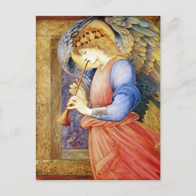 Postal de Edward Burne-Jones del ángel del navidad (Anverso)