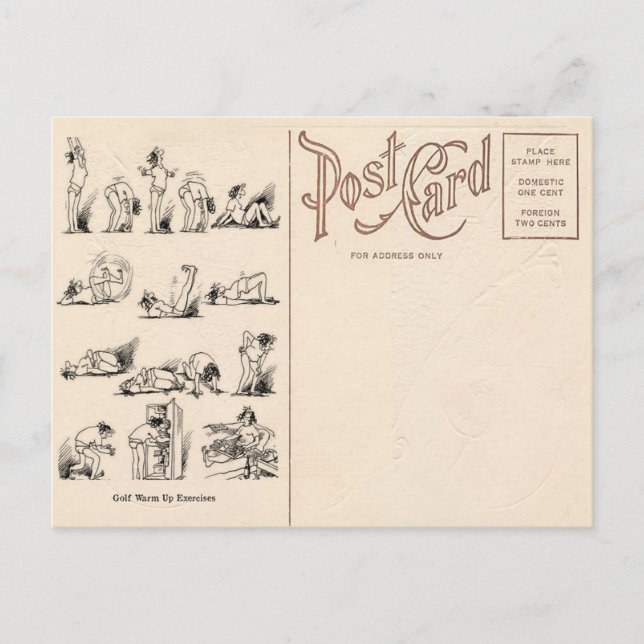 Postal de ejercicios de golf de época (Anverso)