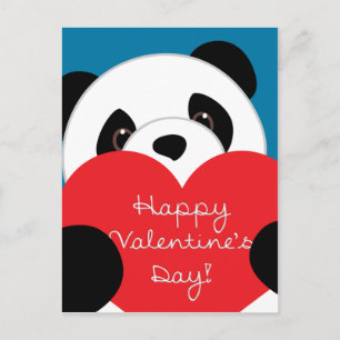 Postal de el día de San Valentín Boy Panda