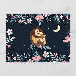 Postal de El día de San Valentín de búhos cutos