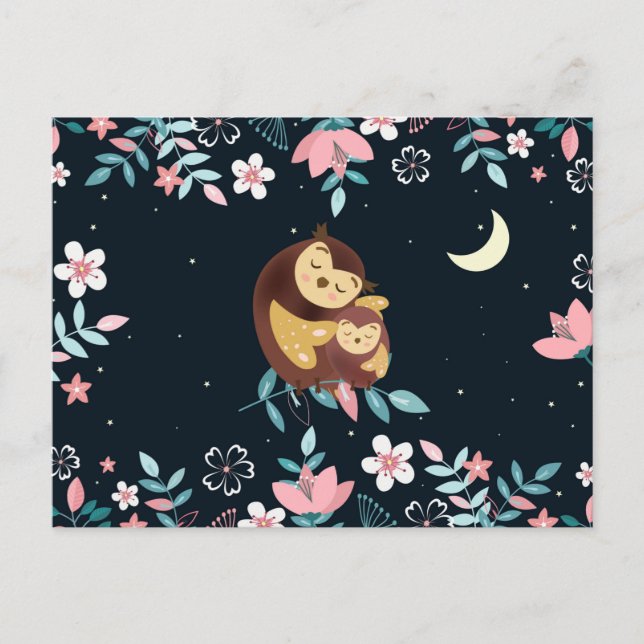 Postal de El día de San Valentín de búhos cutos (Anverso)