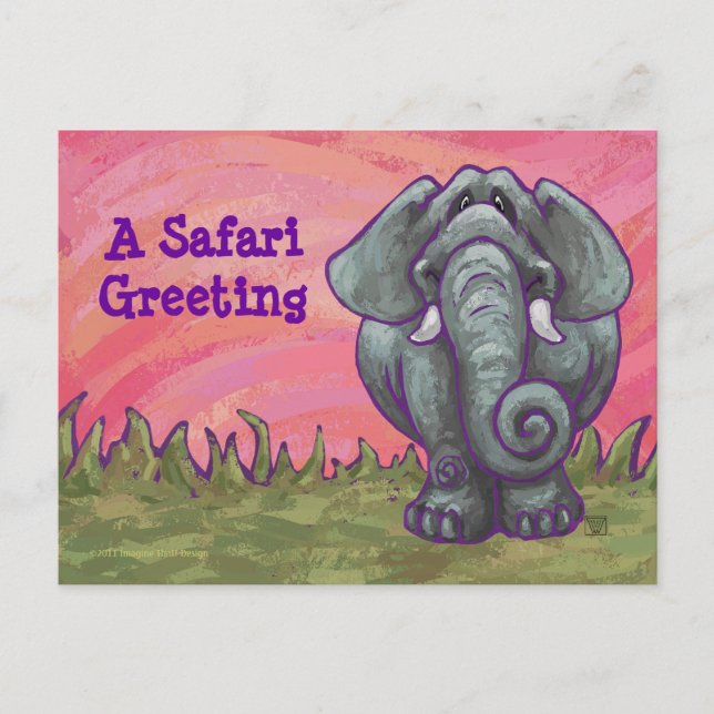 Postal de elefante lindo Personalizable (Anverso)