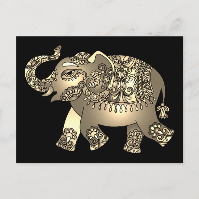 postal de elefante ornamental (Anverso)
