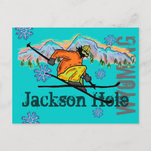 Postal de elevación de esquí Jackson Hole Wyoming