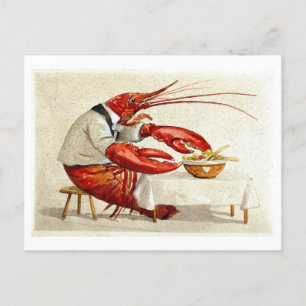 Postal de ensalada de bogavante vintage