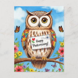 Postal de envío de correo de búho de correo de ave