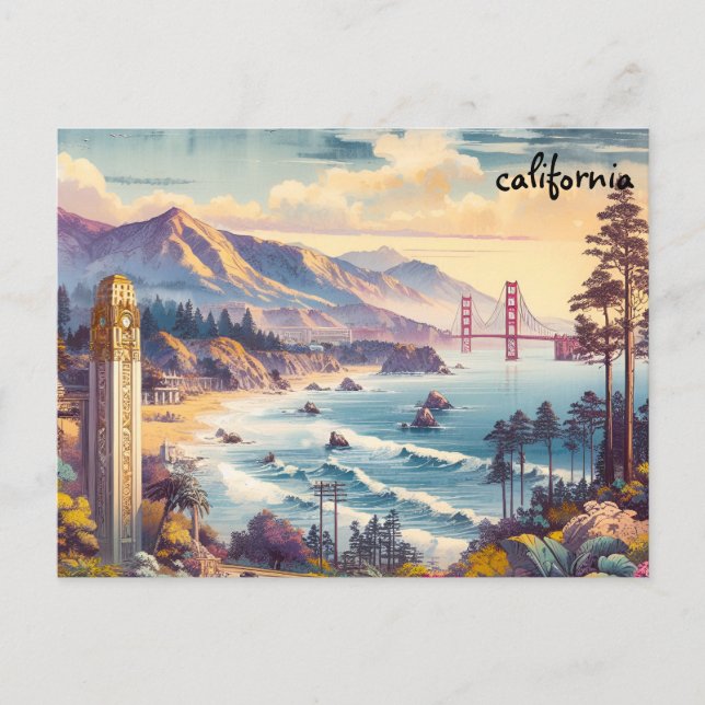 postal de envío masivo de california de mapa (Anverso)