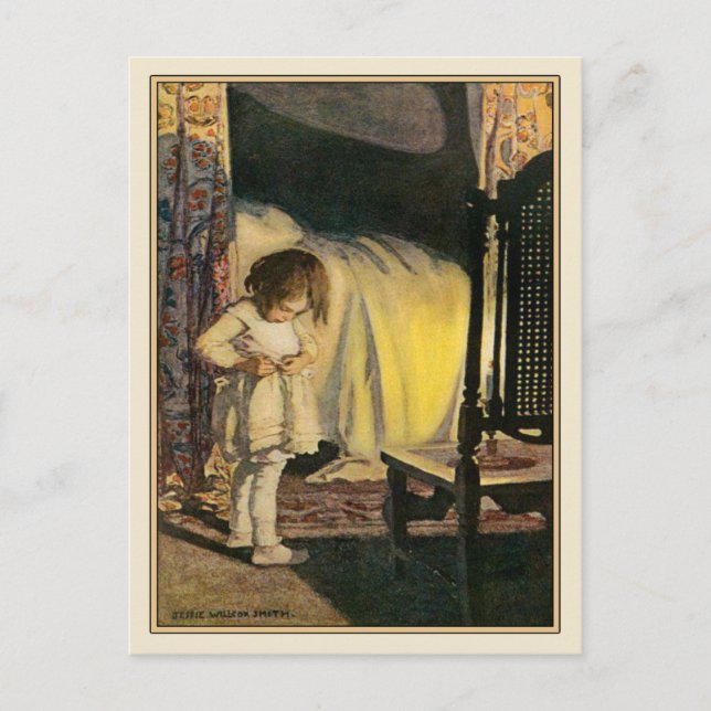 Postal de época con Ilustracion Chica corto (Anverso)