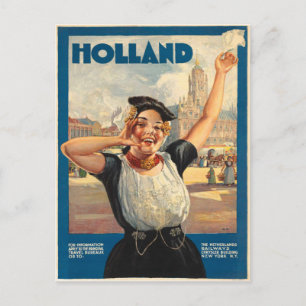 Postal de época con impresión Holland Poster