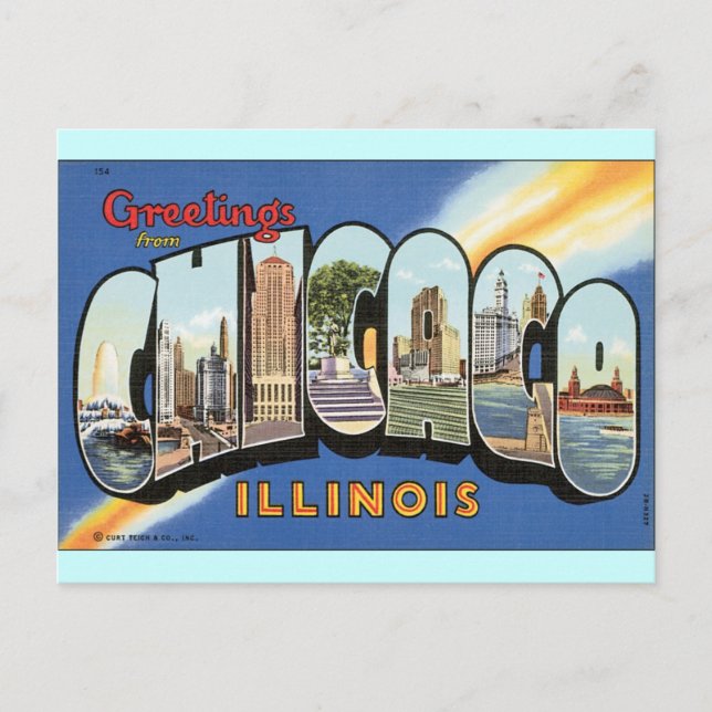 Postal de época de Chicago Illinois (Anverso)