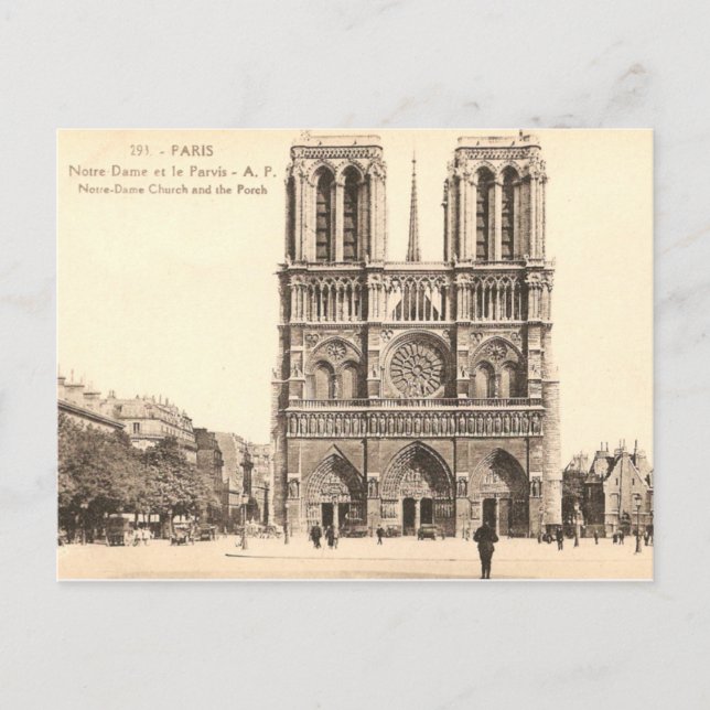 Postal de época de Notre Dame en París (Anverso)