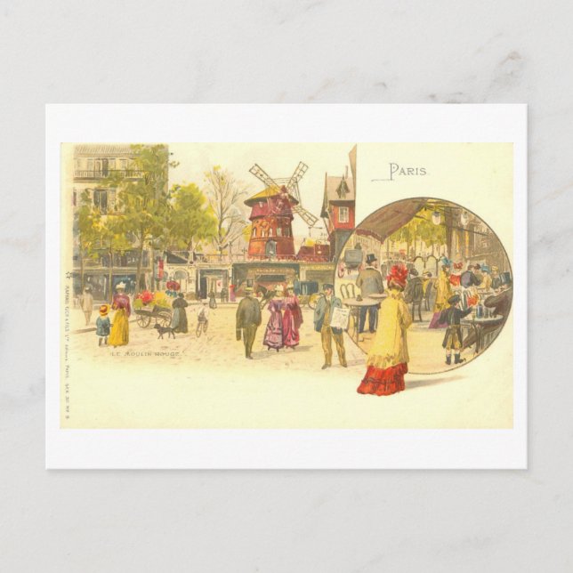 Postal de época del Moulin Rouge Paris (Anverso)