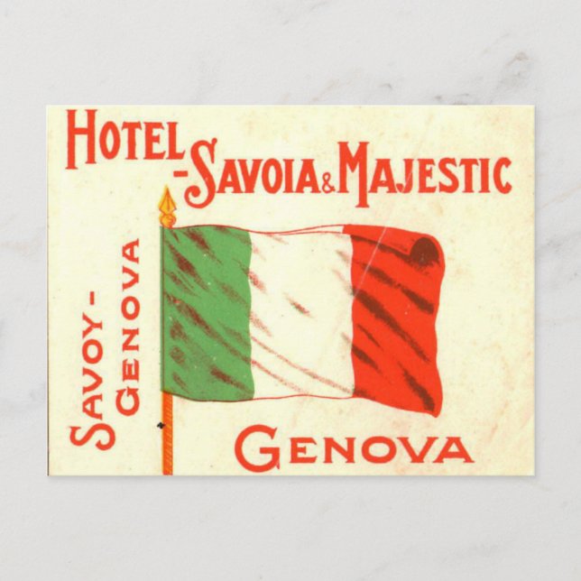 Postal de época - Hotel Savoia Genova Italia (Anverso)