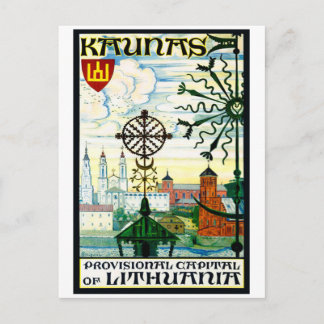 Postal de época para Kaunas, Lituania