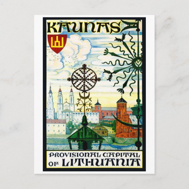 Postal de época para Kaunas, Lituania (Anverso)