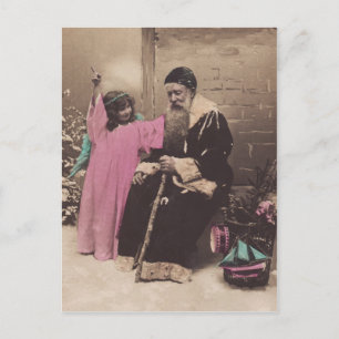 Postal de época Santa Claus Pere Noel & Angel