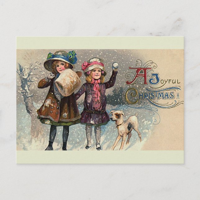 Postal de época "Un Navidad alegre" (Anverso)