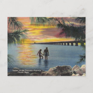 Postal de época Vintage Highway Florida Keys