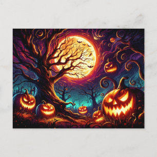 Postal de escena de arte de Halloween