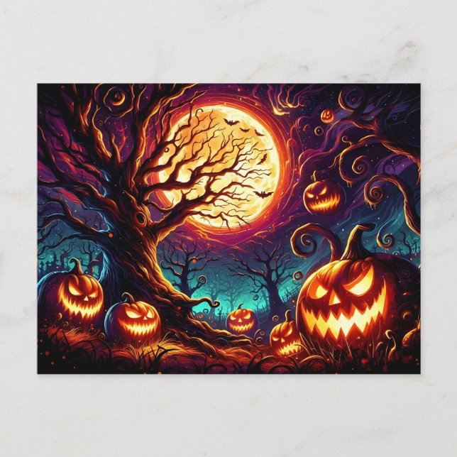 Postal de escena de arte de Halloween (Anverso)