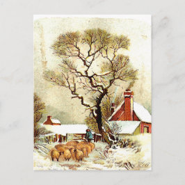Postal de escena de invierno de época