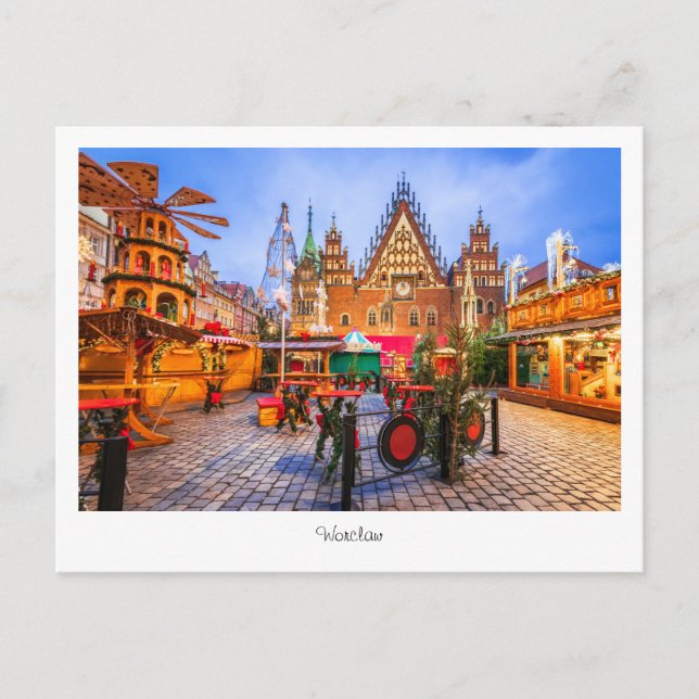 Postal de escena nocturna de Wroclaw, Polonia (Anverso)