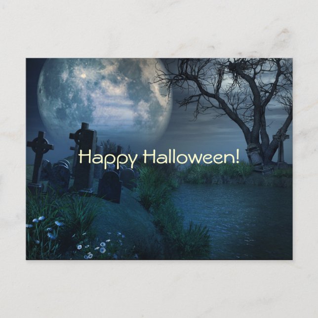 Postal de escenas espeluznantes de Halloween (Anverso)