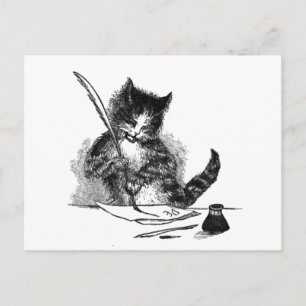 Postal de escritura de gato vintage