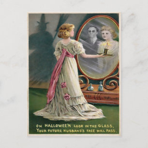 Postal de espejo de Halloween vintage