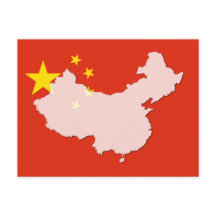 postal de esquema del mapa de bandera de China