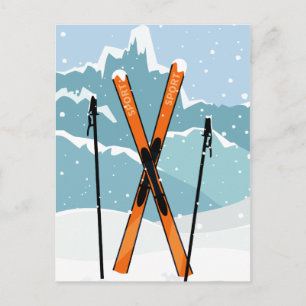 Postal de esquí de invierno