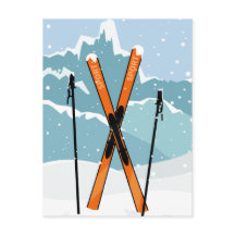 Postal de esquí de invierno