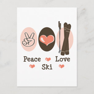 Postal de esquí Peace Love