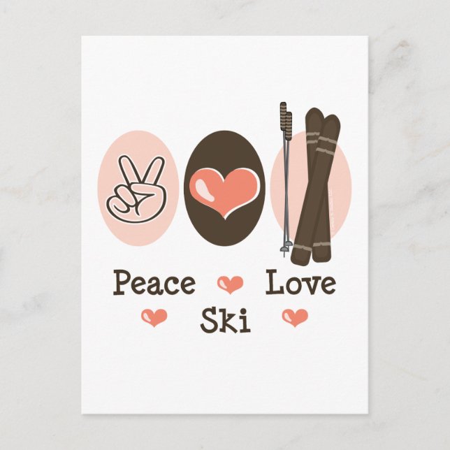 Postal de esquí Peace Love (Anverso)