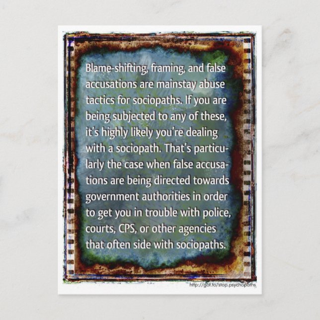 Postal de falsas acusaciones (Anverso)