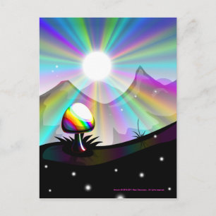 Postal de fantasía de montaña hongo