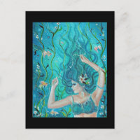 Postal de Fantasy Blue Mermaid de Renee