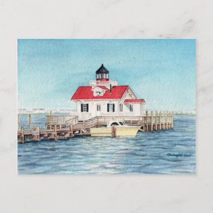 Postal de faro de la isla Roanoke