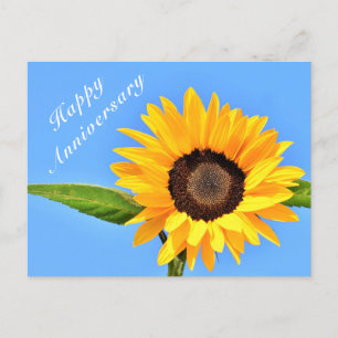 Postal de Feliz Aniversario Girasol en Cielo Azul