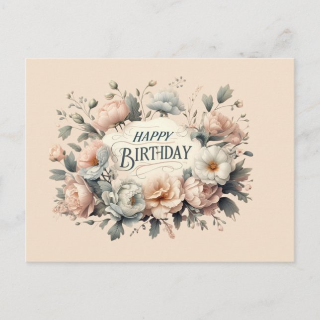 Postal de Feliz Cumpleaños con Éxtasis Floral Vibr (Anverso)