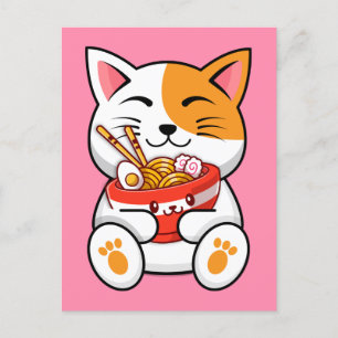 Postal de fideos de amor para gato lindo